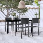 vidaXL 5-delige Tuinset zwart, 4 zitplaatsen, Verzenden, Textileen, Nieuw