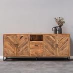 Dressoir Mangohout Sabia 220 cm, Verzenden, Nieuw, 200 cm of meer, Industriële meubels