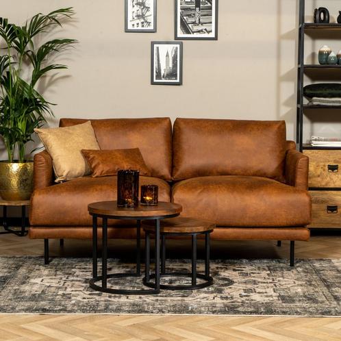 40% Korting: Industriële bank 2,5-zits Denver cognac, Huis en Inrichting, Banken | Bankstellen, Zo goed als nieuw, Ophalen