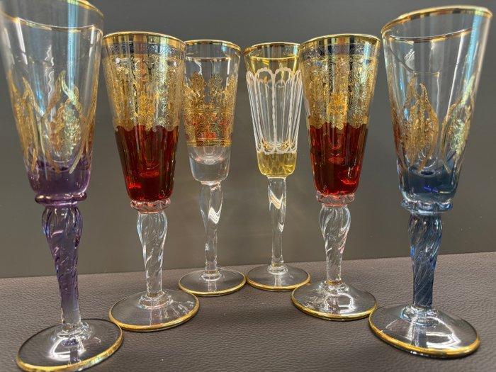 Antica bottega Veneta - Champagne fluitje (6) - Luxe, Antiek en Kunst, Antiek | Glas en Kristal