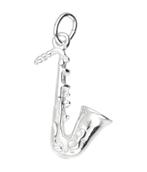 Zilveren Saxofoon ketting hanger - middel, Sieraden, Tassen en Uiterlijk, Verzenden, Nieuw