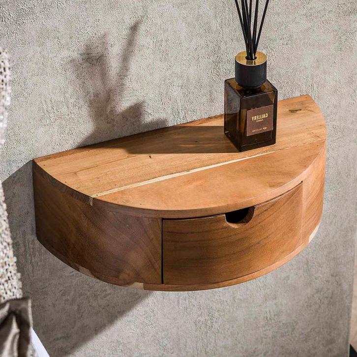 *WOONWINKEL* Hangend Nachtkastje Half Rond Hout, Huis en Inrichting, Slaapkamer | Nachtkastjes, Nieuw, Verzenden