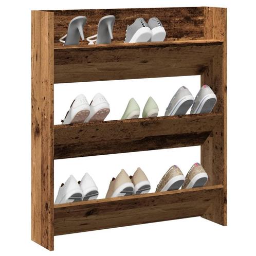 vidaXL Wandschoenenkast 80x18x90 cm bewerkt hout oud, Huis en Inrichting, Kasten | Schoenenrekken, Nieuw, Verzenden
