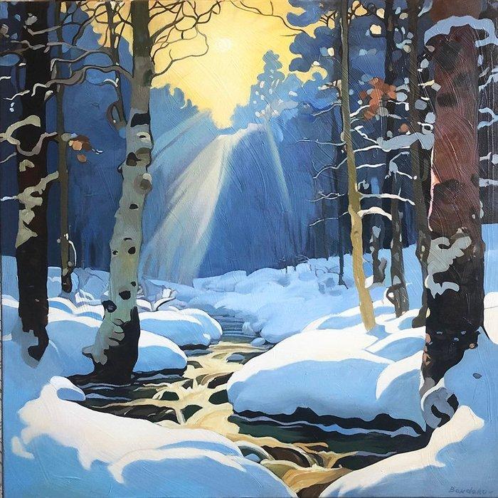 Bondero - Moonlit evening in the Forest, Antiek en Kunst, Kunst | Schilderijen | Modern