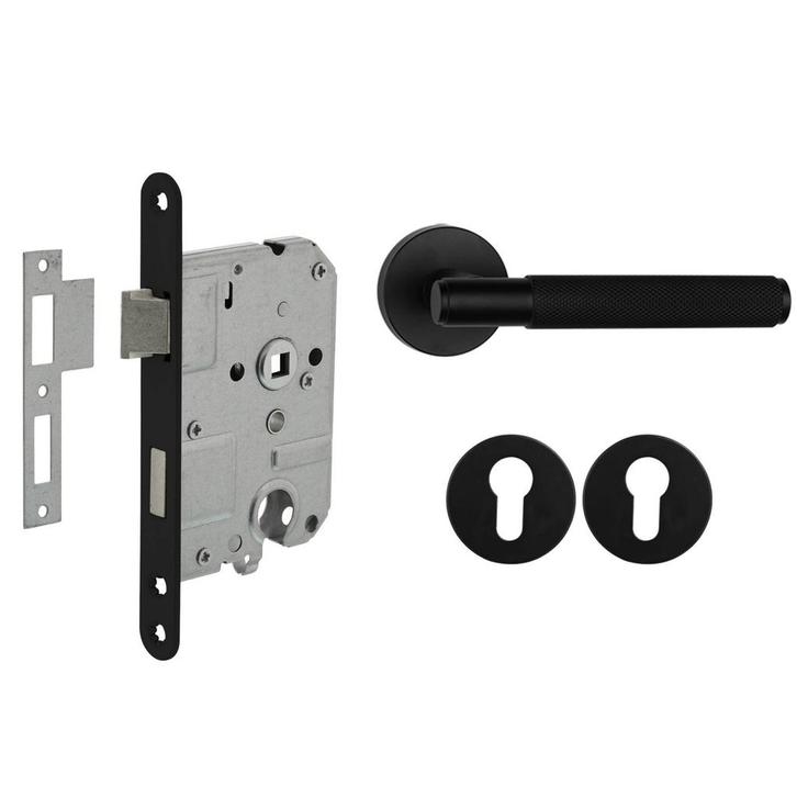 Deurbeslag set met cilinderrozet en deurklink Luxor mat z..., Doe-het-zelf en Verbouw, Hang- en Sluitwerk, Klink of Kruk, Nieuw