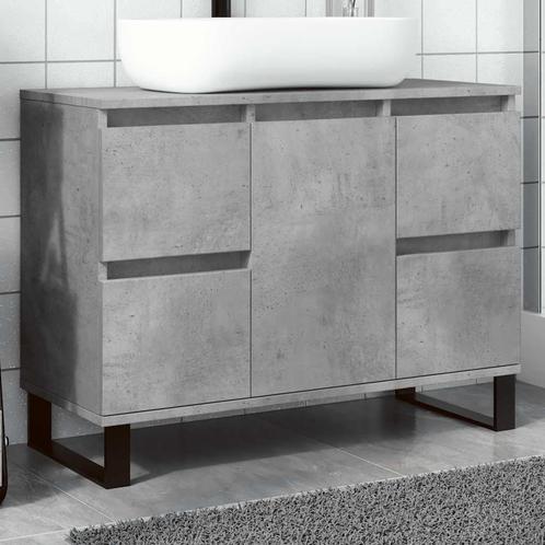 vidaXL Badkamerkast 80x33x60 cm bewerkt hout betongrijs, Huis en Inrichting, Badkamer | Badkamermeubels, Nieuw, Minder dan 100 cm