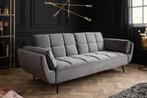 Retro slaapbank BOUTIQUE 215cm grijs fluwelen 3-zits met, Ophalen of Verzenden, Nieuw