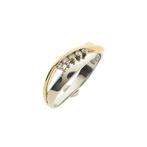 Bicolor gouden ring met zirconia (witgoud) (witgoud), 18 tot 19, Gebruikt, Overige kleuren, Ophalen of Verzenden