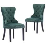 vidaXL Eetkamerstoelen 2 st fluweel donkergroen, Huis en Inrichting, Stoelen, Verzenden, Nieuw