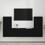 vidaXL 4-delige Tv-meubelset bewerkt hout zwart, Huis en Inrichting, Kasten | Televisiemeubels, Nieuw, Verzenden