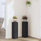 vidaXL Plantenstandaards 2 st 17x17x60 cm bewerkt hout zwart, Verzenden, Nieuw