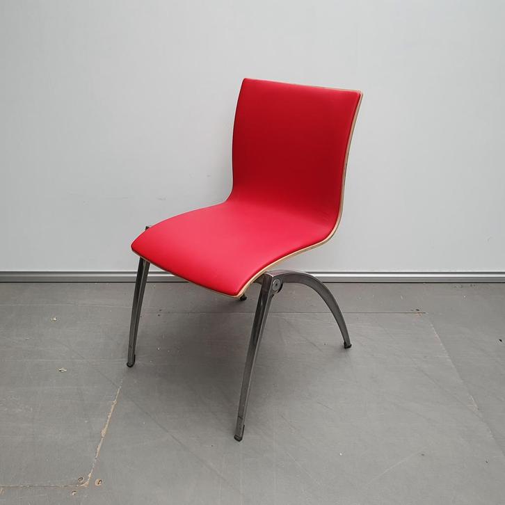 Artifort Zeno houten stoel - rode skai (alleen per set), Huis en Inrichting, Stoelen, Ophalen of Verzenden