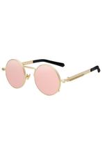 Ronde Zonnebril Hipster Goud Montuur Rond Rosé Spiegelglazen, Sieraden, Tassen en Uiterlijk, Zonnebrillen en Brillen | Dames, Ophalen of Verzenden