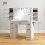 TRUUSK Kaptafel Met Spiegel en 12 LED-lampen - 7 Laden - 6 V, Huis en Inrichting, Tafels | Kaptafels, Verzenden, Nieuw