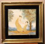 Paar 19e eeuwse borduurwerken - Borduurwerk (2) - 46 cm - 46, Antiek en Kunst