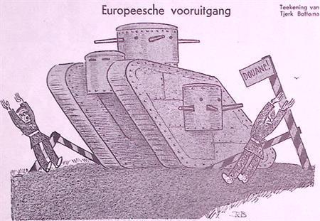 Tank gaat over de grens op Spotprent (lijst optie, Lithos), Antiek en Kunst, Kunst | Litho's en Zeefdrukken, Verzenden