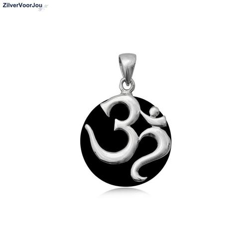 Zilveren zwarte ohm of aum kettinghanger, Sieraden, Tassen en Uiterlijk, Kettinghangers, Nieuw, Verzenden