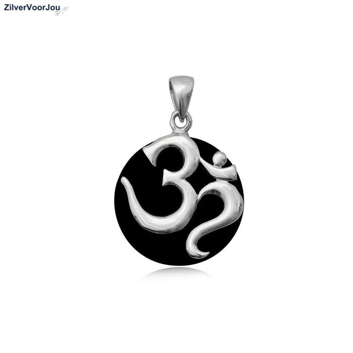 Zilveren zwarte ohm of aum kettinghanger, Sieraden, Tassen en Uiterlijk, Kettinghangers, Nieuw, Verzenden