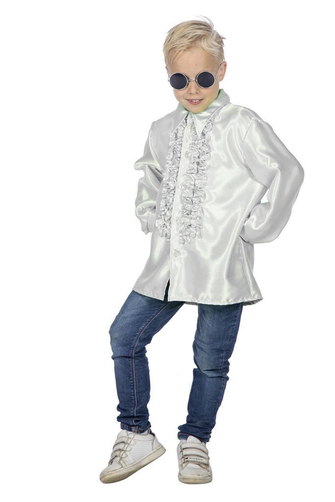 Ruches blouse satijn wit kind, Kleding | Dames, Carnavalskleding en Feestkleding, Nieuw, Ophalen of Verzenden