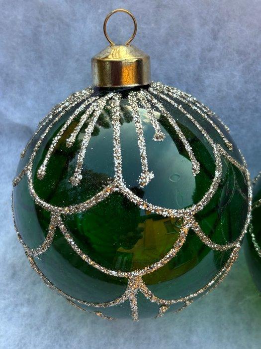 Esse Italia: groene kerstbal van glas met gouden glitter in, Diversen, Kerst
