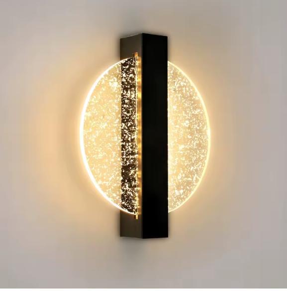 Moderne LED Wandlamp – Rond Zwart Zilverblad Acryl 3500K, Huis en Inrichting, Lampen | Spots, Nieuw, Verzenden