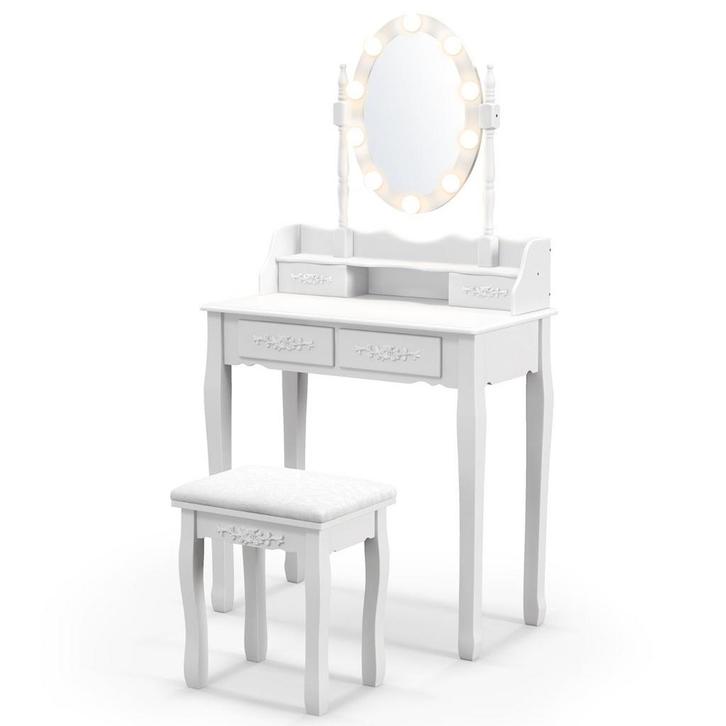 LIVSK Kaptafel met Ovale Spiegel en LED-verlichting - Verste, Huis en Inrichting, Tafels | Salontafels, Nieuw, Verzenden