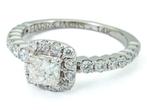 Witouden verlovingsring - diamanten in witgoud damesring 14K