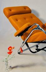 Lama - Fauteuil - Textiel, Verchroomd - Oranje Lama Fauteuil, Antiek en Kunst
