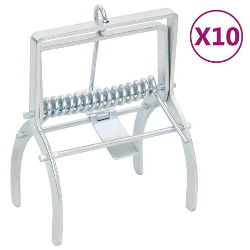 vidaXL Mollenvallen 10 st gegalvaniseerd staal zilverkleurig, Dieren en Toebehoren, Overige Dieren-accessoires, Nieuw, Verzenden