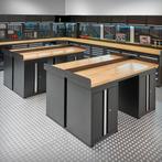 Datona Werkbank PRO eiken - 8 opbergkasten - 200 cm - zwart, Doe-het-zelf en Verbouw, Werkbanken, Ophalen of Verzenden, Nieuw