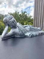 Beeld, 70 cm long silver colored bronze Buddha statue - 25