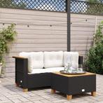 vidaXL Tuinhoekbanken met kussens 2 st poly rattan zwart, Verzenden, Nieuw, Rotan