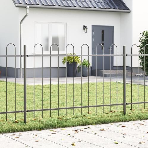 vidaXL Tuinhek met Hoepel Top in Grijs, 3.4 x 0.8 m, gemaakt, Tuin en Terras, Schuttingen, Nieuw, IJzer, Verzenden