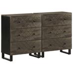 vidaXL Dressoirs 2 st 60x33x75 cm massief mangohout zwart, Huis en Inrichting, Kasten | Overige, Verzenden, Nieuw