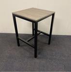 Sta-tafel (hxbxd) 111x80x80 cm, Bruin eiken blad - zwart, Gebruikt, Ophalen of Verzenden