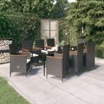 vidaXL 9-delige Tuinset met kussens zwart, Nieuw, 8 zitplaatsen, Tuinset, Verzenden