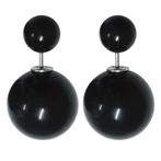 Fako Bijoux® - Oorbellen - Double Dots - Parel - Zwart, Nieuw, Verzenden