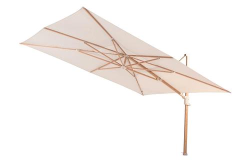 4 Seasons Finca Zweefparasol 300x400 cm. - zand/woodlook, Tuin en Terras, Parasols, Zweefparasol, Nieuw, Kantelbaar, Verzenden