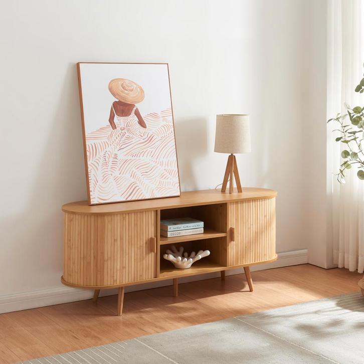 [en.casa] Dressoir Nordkapp 140x40x56 cm houtkleurig, Huis en Inrichting, Kasten | Dressoirs, Verzenden