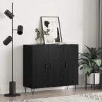 vidaXL Dressoir Zwart eiken 90 x 34 x 80 cm Bewerkt hout, Verzenden, Nieuw, Overige houtsoorten, Minder dan 50 cm