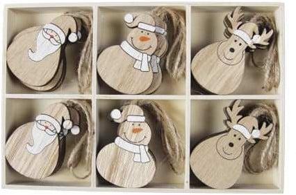 Houten hangers figuurtjes met touw kerst winter 5.5 cm doos, Huis en Inrichting, Woonaccessoires | Kunstplanten en Kunstbloemen