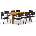 vidaXL 9-delige Tuinset zwart, Tuin en Terras, Nieuw, 8 zitplaatsen, Tuinset, Verzenden