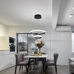 Moderne LED Hanglamp – Zwarte Plafondlamp met 2 Ringen 32W, Huis en Inrichting, Lampen | Kroonluchters, Verzenden, Nieuw