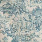 Prachtige turquoise Toile de Jouy - Meubelstof - 250 cm -, Antiek en Kunst