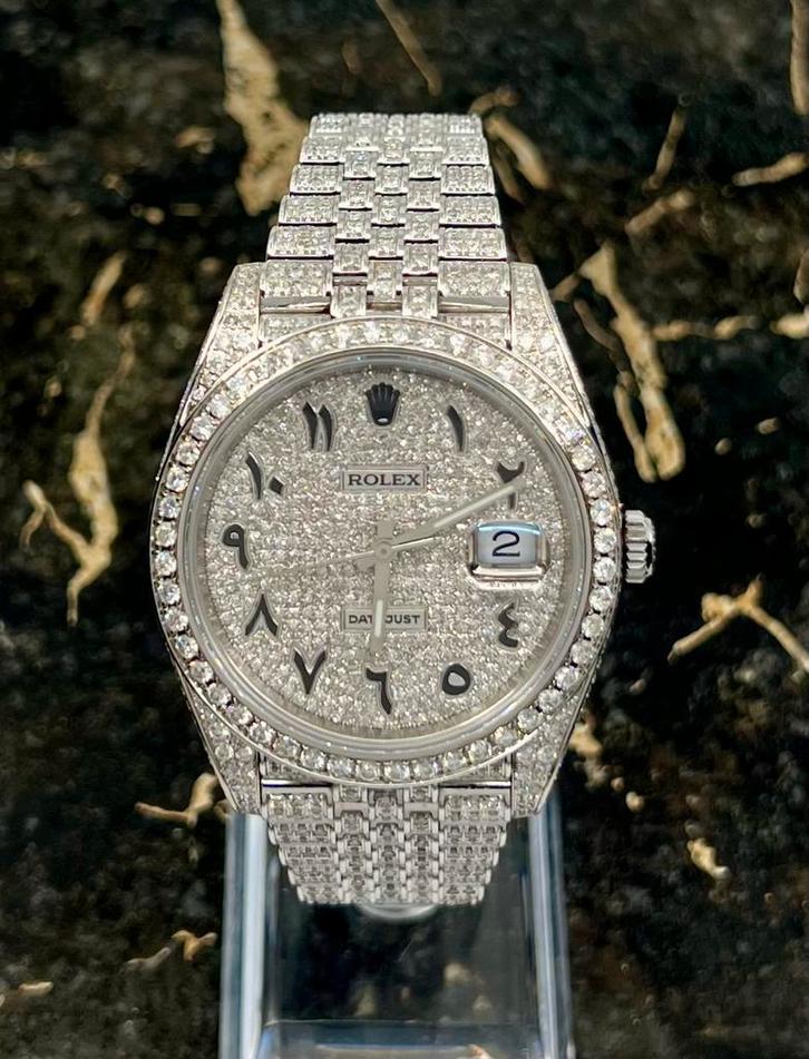 Rolex Datejust 41 - Arab - New Jubilee - Iced Out - Diamonds, Sieraden, Tassen en Uiterlijk, Horloges | Heren, Staal, Nieuw, Staal