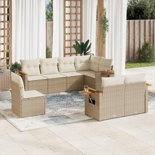 vidaXL 8-delige Loungeset met kussens poly rattan beige, Tuin en Terras, Tuinsets en Loungesets, Loungeset, Nieuw, Rotan, Verzenden