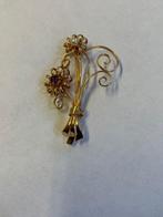 Broche - 18 karaat Geel goud Parel - Amethist - gouden