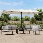 vidaXL Parasol dubbel 449x245 cm zandwit, Verzenden, Nieuw, Meer dan 4 meter