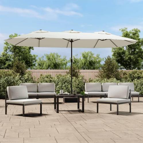 vidaXL Parasol dubbel 449x245 cm zandwit, Tuin en Terras, Parasols, Nieuw, Meer dan 4 meter, Verzenden