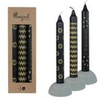 Pimped candles to the moon ø2,2 h.20 cm black & gold 3 ass, Ophalen of Verzenden, Nieuw